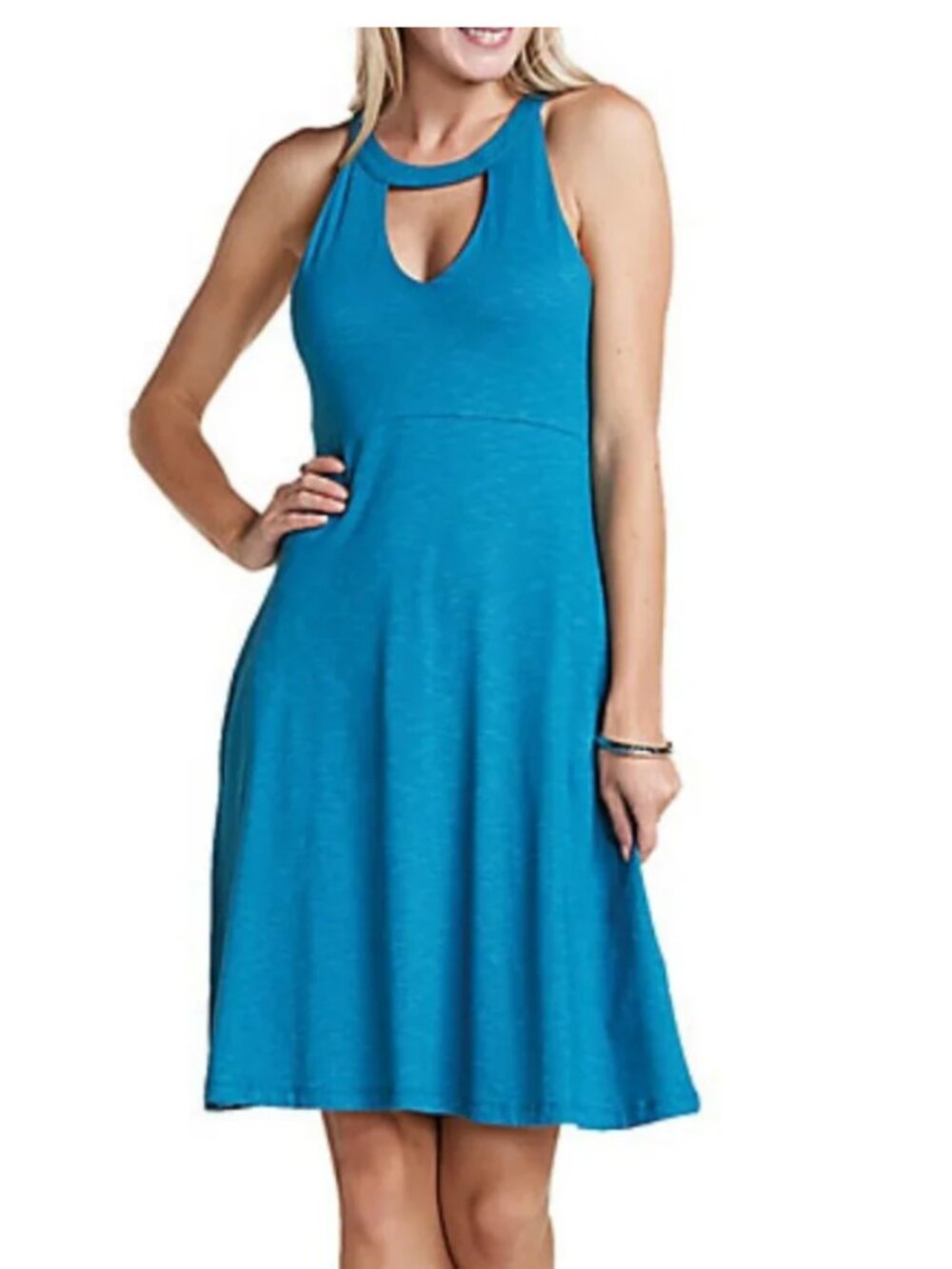 Toad&Co Avalon Dress Women Medium Teal Sleeveless Casual Active Hiking Shelf Bra